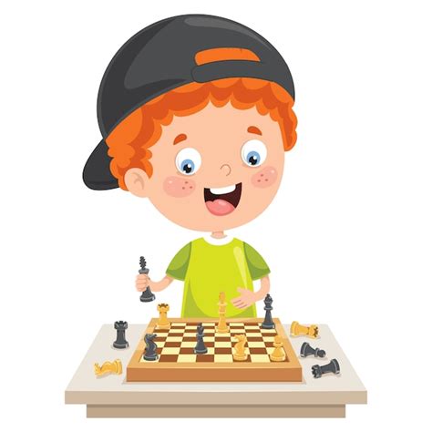 Premium Vector | Cartoon character playing chess game