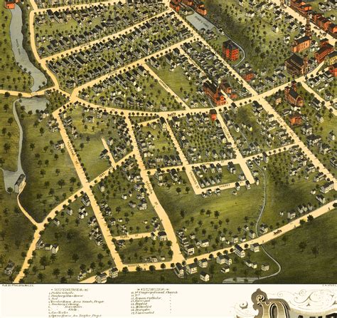 Danbury, Connecticut in 1875 - Bird's Eye View, Map, Aerial, Panorama ...