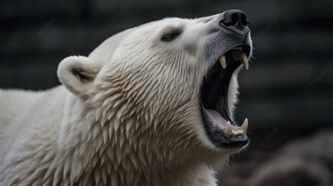 Polar Bear With Open Mouth Is Yawning Background, Barking Polar Bear, Hd Photography Photo, Head ...