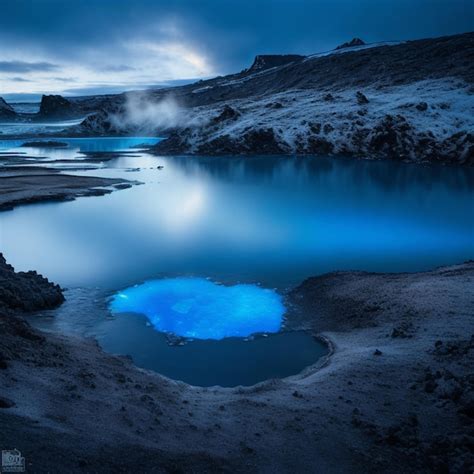 Premium Photo | A blue lagoon at night