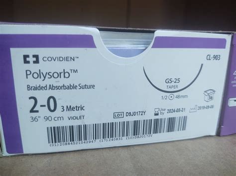 New COVIDIEN CL-903 Polysorb Braided Absorbable Suture 2-0 36" Violet ...