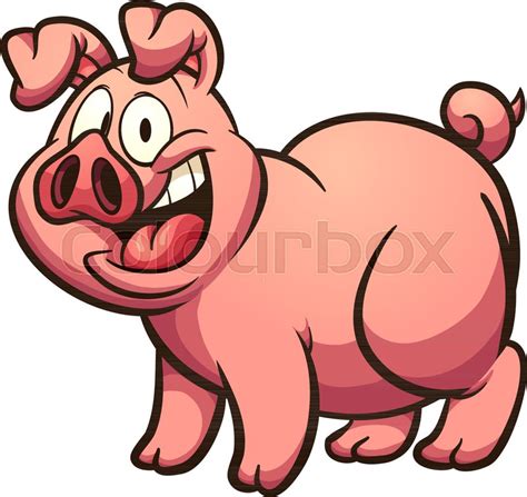 Happy cartoon pig with big smile. ... | Stock vector | Colourbox