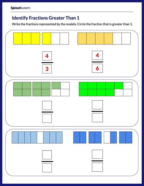 Fractions Greater Than 1 2 Worksheets