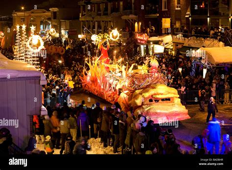 Canada, Quebec Province, Quebec City, Quebec Carnival, parade by night in the upper city ...