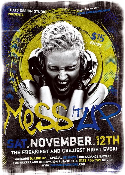 Mess It Up Club Flyer Template Psd Design to download | Club flyer template, Flyer template ...