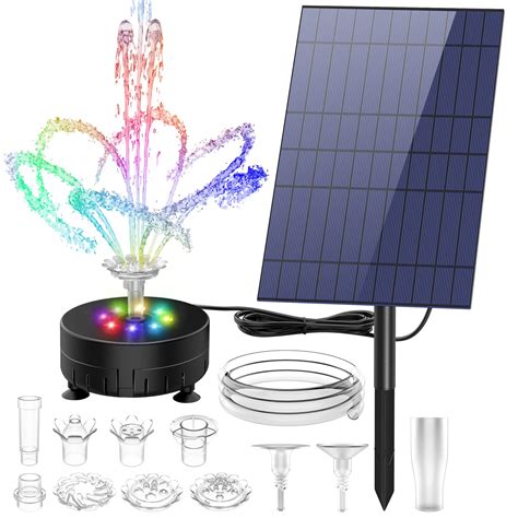 Buy AISITIN 10W LED Solar Fountain Pump with Colorful Lights & 5000 mAh ...