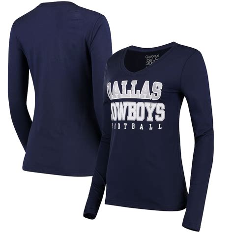 Dallas Cowboys Women's Practice Glitter Long Sleeve T-Shirt - Navy