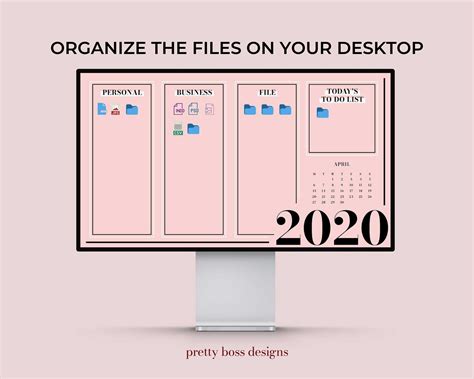 Desktop Organizer Wallpaper 2020 2021 Monthly Calendar | Etsy