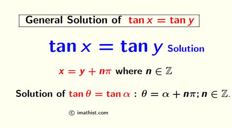 General Solution of tanx=tany | tanθ=tanα General Solution - iMath