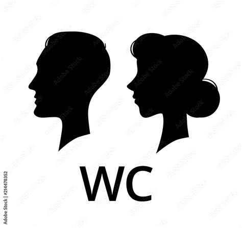 WC toilet sign. Male and female face profile washroom. Ladies and gents bathroom vector ...