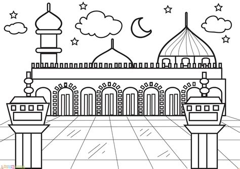 Contoh Gambar Masjid untuk Lomba Mewarnai Siswa Playgroup Hingga Sekolah Dasar