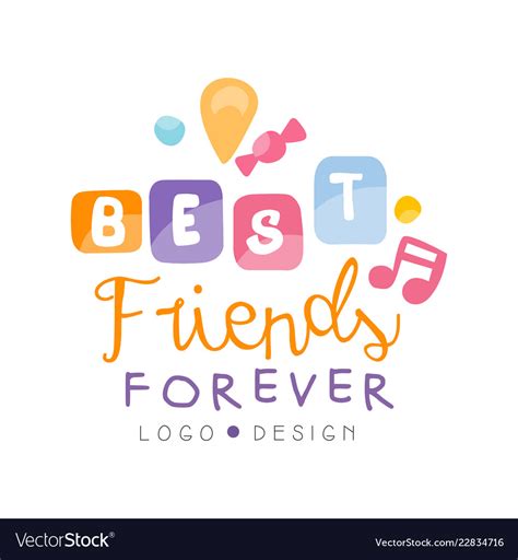 Best friends forever logo design happy friendship Vector Image