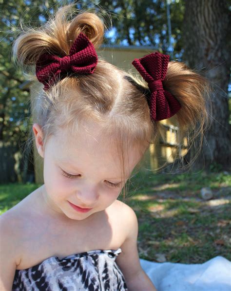 Burgundy Hair Bows For Toddlers