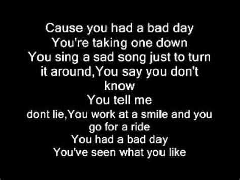 Had A Bad Day Lyrics