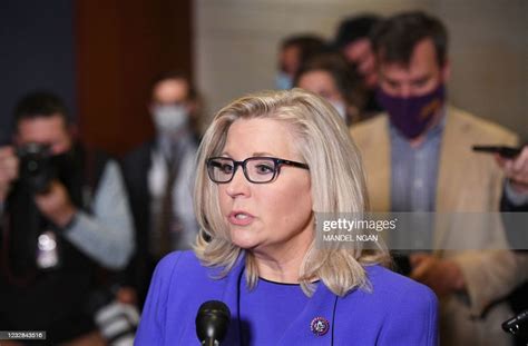 Representative Liz Cheney, Republican of Wyoming, speaks to the press ...