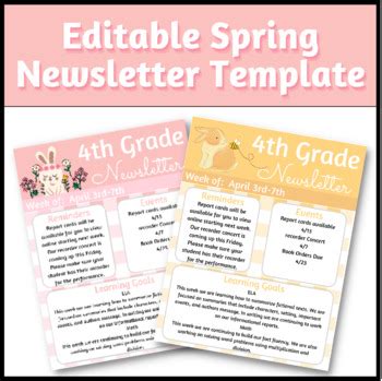 Editable Spring Newsletter Template by Diary of an Elementary School ...