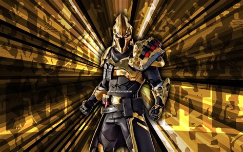 Download 4k, Ultima Knight Fortnite, golden rays background, Ultima Knight Skin, abstract art ...