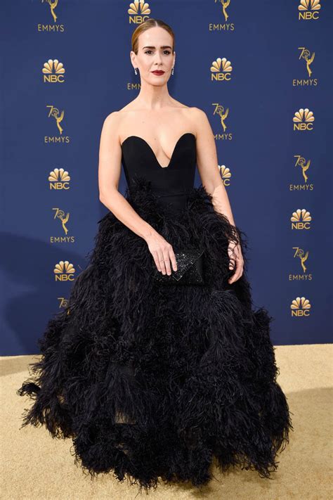 Sarah Paulson also in feathers at 2018 Emmy Awards