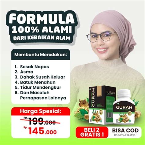 Promo Kapsul Herbal Gurah Meredakan Pernapasan Obat Batuk berDahak Diskon 33% di Seller ...