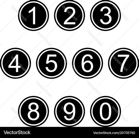 Numbers symbols icons signs black and white set Vector Image