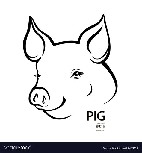 Pig head portrait isolated Royalty Free Vector Image