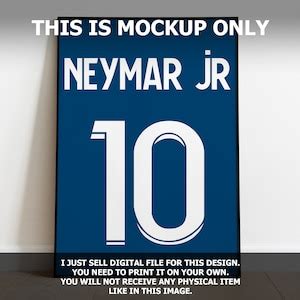 Neymar Jr PSG Jersey Poster Digital File .png and .svg Just Download and Print DIY Wall Art A3 ...