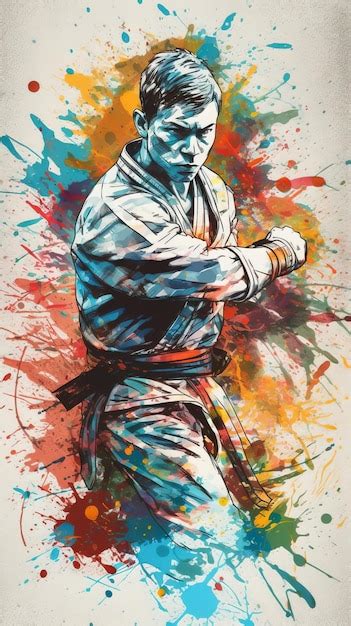 Premium AI Image | Graffitistyle Jiu Jitsu Fighter