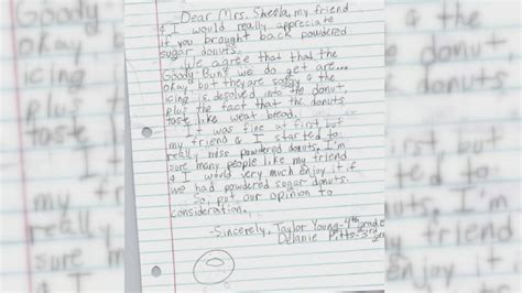 ‘We really like powdered sugar donuts’: Lee Co. Elementary students inspire change through letter
