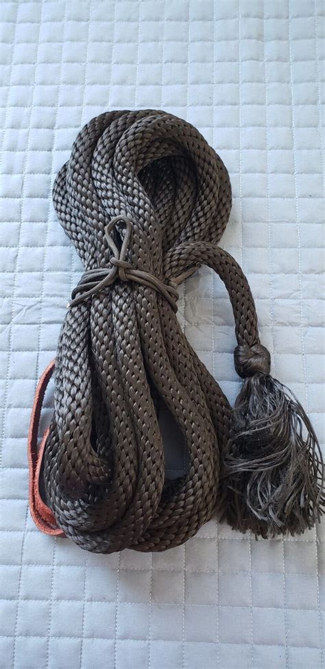 Mecate Rope Reins with Leather Popper Black 21' | eBay