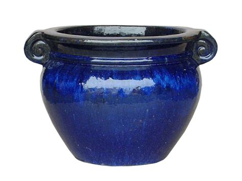 outdoor ceramic pot: Blue outdoor ceramic pot