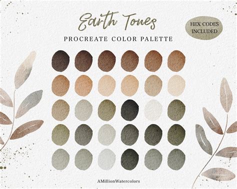 Earth Tones Procreate Color Palette Green Brown Color Scheme Greenery ...