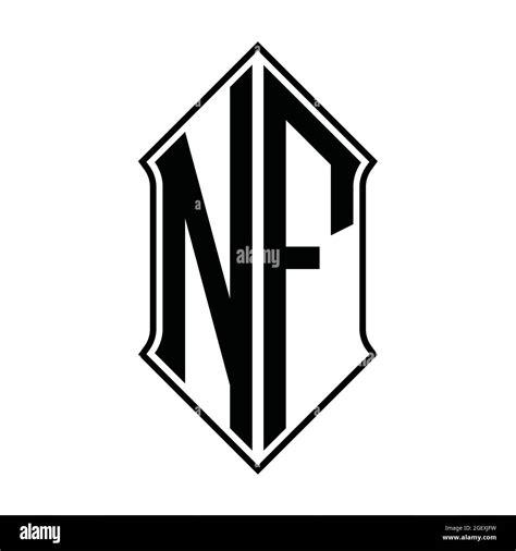 NF Logo monogram with shieldshape and black outline design template vector icon abstract Stock ...