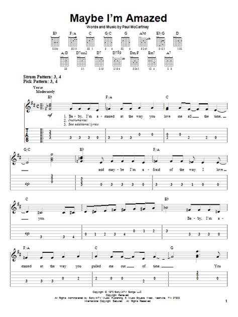 Maybe I'm Amazed sheet music by Paul McCartney (Easy Guitar Tab – 53492)