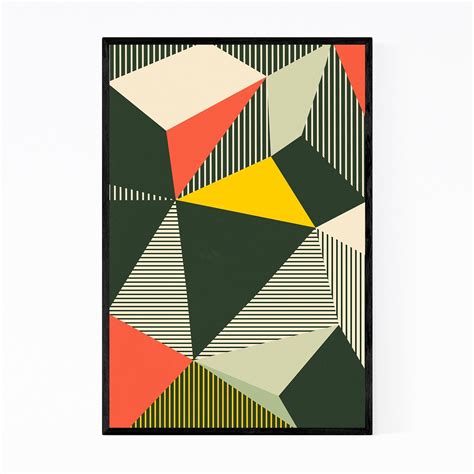 Noir Gallery Abstract Modern Geometric Framed Art Print (Beech - 16 x 20), Multicolor | Bauhaus ...