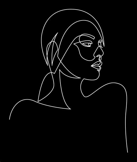 line Art Drawings People Faces Black