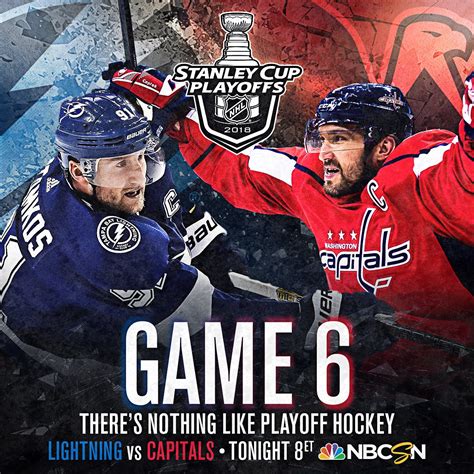 NHL on NBC on Twitter: "GAME. TIME. Get to @NBCSN for Game 6 of #TBLvsWSH or stream it online ...