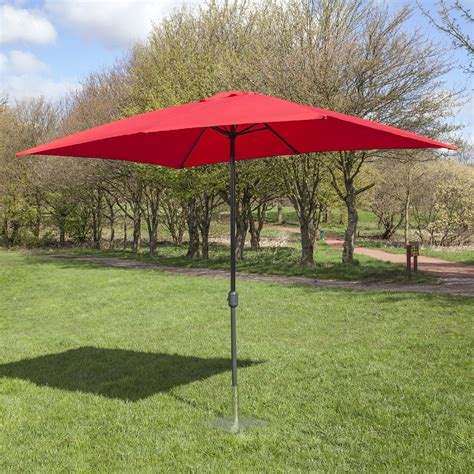 3m x 2m Rectangular Aluminium Wind Up Parasol - Red: Amazon.co.uk: Garden & Outdoors | Garden ...