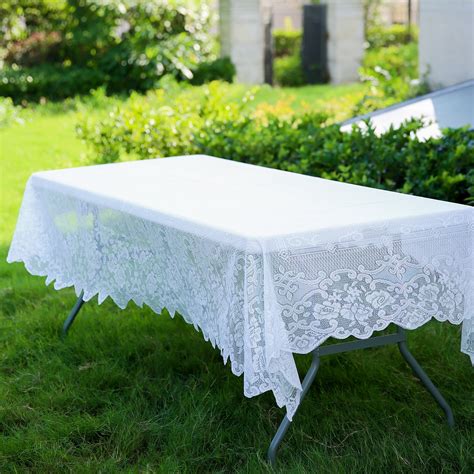 BalsaCircle 60" x 108" White Rectangular Tablecloth Floral Lace Table ...