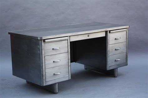 Mid-Century Industrial Steelcase Tanker Desk at 1stdibs