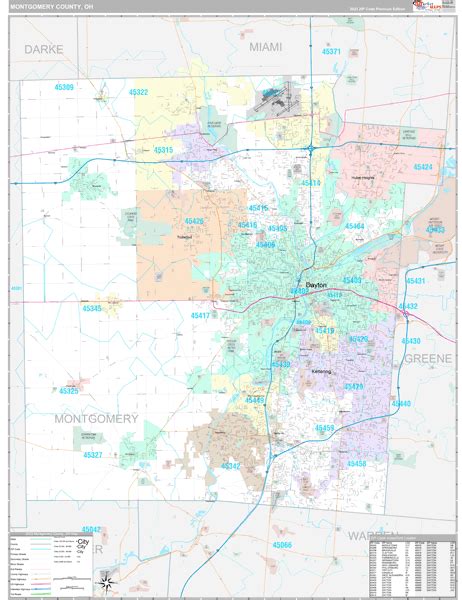 Montgomery County, OH Wall Map Premium Style by MarketMAPS - MapSales