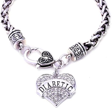 Amazon.com: DIABETIC Awareness Alert Charm Womens Bracelet, 7.5 Silver Tone: Jewelry