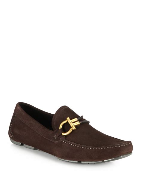 Ferragamo Suede Driving Loafers in Brown for Men (DARK BROWN) | Lyst