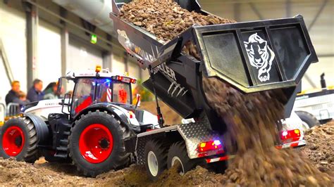 RC TRUCKS AND HYDRAULIC RC MACHINES IN ACTION / RC TRACTOR STUCKING / RC TRACTOR TRUCK ...