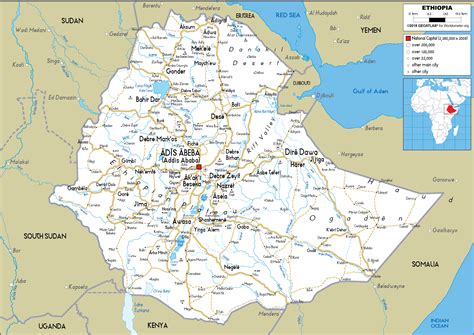 Large size Road Map of Ethiopia - Worldometer