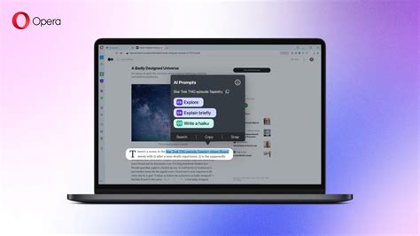 Opera browser aggiunge nuove funzionalità AI con ChatGPT