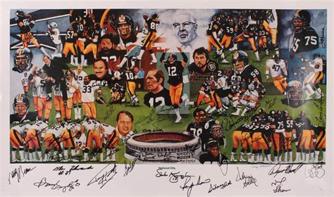 Steelers Hall of Famers & Stars 23x37 Lithograph Signed by (50) with ...