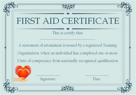 First Aid Certificate Template: 15 Free Examples and Sample Templates ...