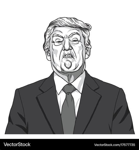 Donald trump portrait black and white caricature Vector Image