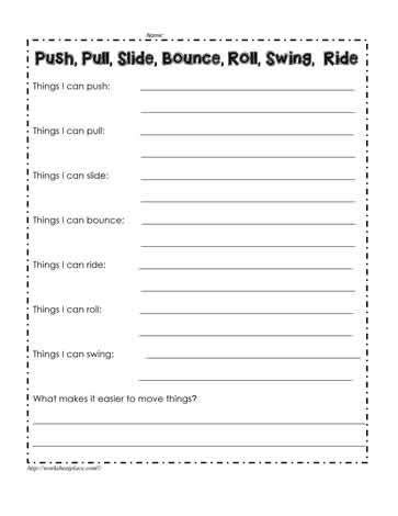 Movement Energy Worksheets