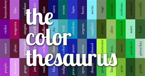 Cool Color Thesaurus! 240 Colors & Names on an Infographic